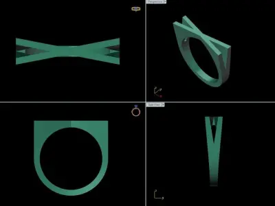 alphabet ring letter X 3D print model