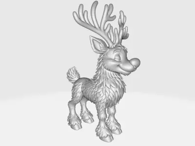 Christmas Red Nosed Reindeer Holiday Deer Figurine 3D print model