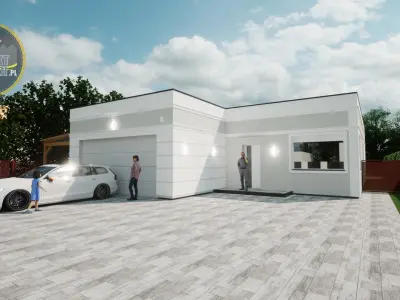 modern one story house model 3D model