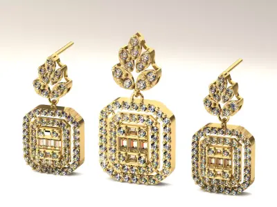 Set S 14 pendant and earring 3D print model