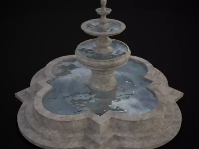 Large Stone Water Fountain Low-poly 3D model