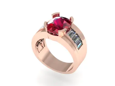 Men diamond ring 3d render 3D print model