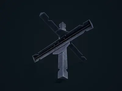 Hedgehog Anti-Tank Low-poly 3D model