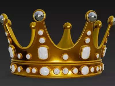 Golden Crown with Emerald Gems 3D model