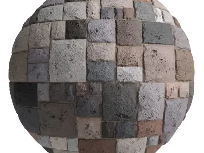 Ston Wall Material 6- By 3 color Pbr By Sbsar 4k Texture