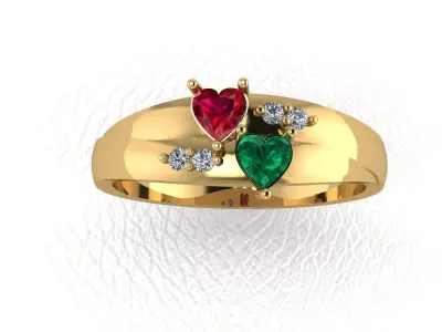 Ring 2 Hearts Free 3D print model