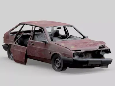 VAZ-2109 Rusted Low-poly 3D model