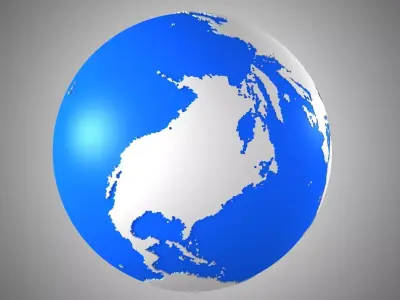 Solid Color Blue Grey Globe 3D model