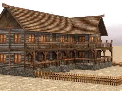 Stylized Medieval Town House Low Poly 3D Model Low-poly 3D model