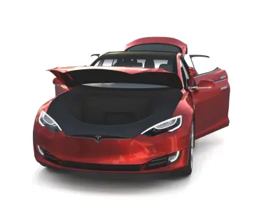Tesla Model S 2016 Red with interior and chassis 3D model