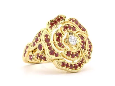 Flower ring 2 3D print model