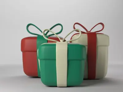 Low poly - Cute Gift Box Low-poly 3D model