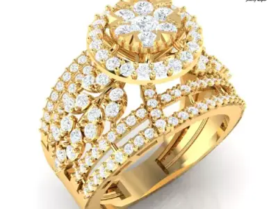 Floral Diamond Statement Ring    3D CAD Jewelry Model  3D print model