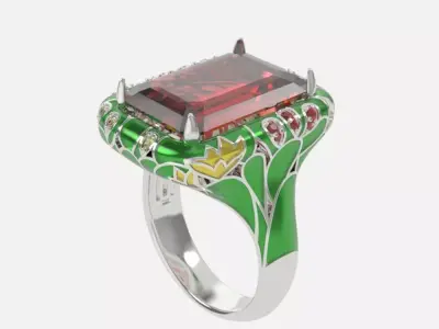 flower ring with enamel 3D print model