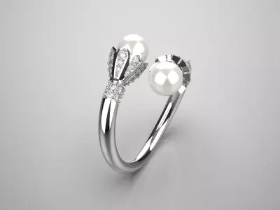 pearl jewelry STL 3D gold ring model pr0020 3D print model