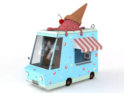 Cartoon Ice Cream Car Low-poly 3D model