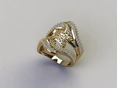 STL 3DM Women Ring Womens Ring Diamonds With Stone Model 3D print model
