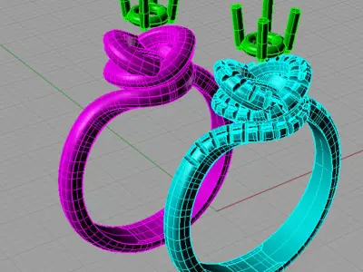 Set Solitaire Round diamond Heart Anello solitario Sl17 3D print model