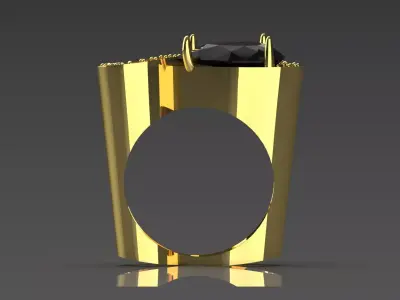 Yellow Gold stl 3dm Ring Black Gemstone Diamonds Model jr00205 3D print model