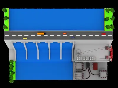  Hydroelectric power station H10 Low-poly 3D model