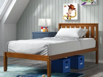 Rowen Twin Wood Platform Bed - 2 Colour Free 3D model