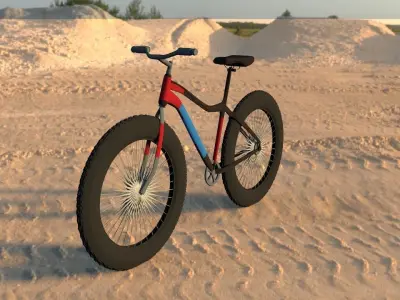 Bicycle fat bike in sand 3D model