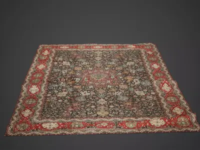 Rug Low Poly Game Ready persian Low-poly 3D model