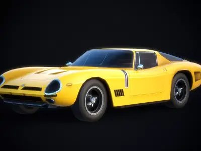 Bizzarini 5300 Authentic Car Game Ready Low-poly 3D model