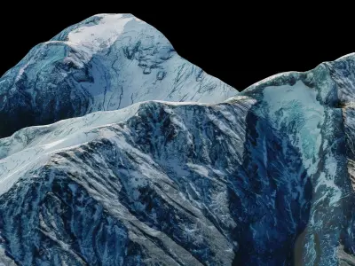 Snowy mountain peak terrain Free 3D model
