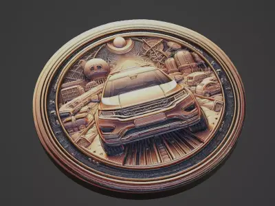 Car Pendant Medallion 3D print model 10