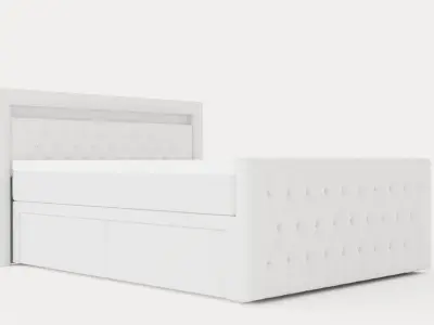 Franco Bed Package 160x200 Co Storage White Artificial Leather Low-poly 3D model