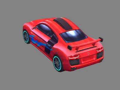Cartoon sports car - red Low-poly 3D model