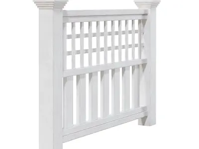 White Wooden Fence 3D Model 3D model