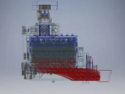 W16 Engine with Supercharger 3D model