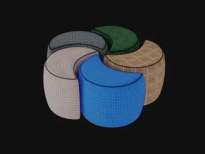 Flower Poufs 01  3D model