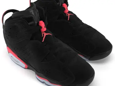 Jordan 6 Retro Infrared PBR Low-poly 3D model