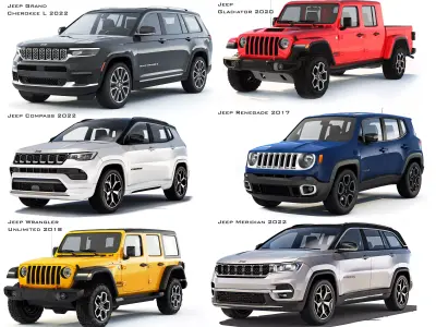 Set of SUVs of the Jeep brand 3D Model Pack