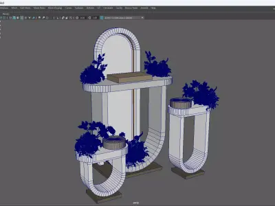 Elegant Floral Pedestal Stands Low-poly 3D model