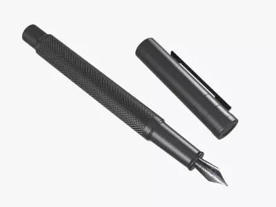Black matte fountain pen 3D model
