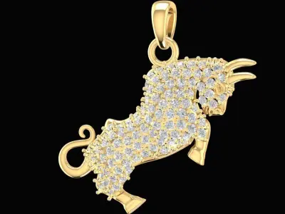 Luxury Bull Zodiac Pendant 3D Model 2260 3D print model