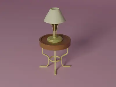 A small table with a lamp Low-poly 3D model