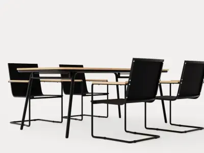 Hono dining set Low-poly 3D model