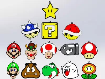 Mario Keychain Pack - 3D Print Model 3D print model