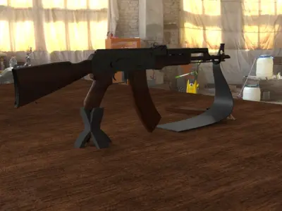 Russian AKM Assault Rifle 3D Model  Low-poly 3D model