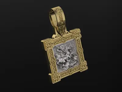 Saint George the Victorious pendant model 3D print model 3D print model
