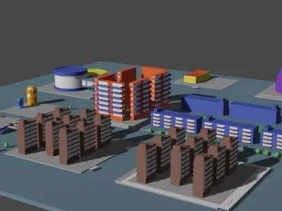 City and Street Free low-poly 3D model