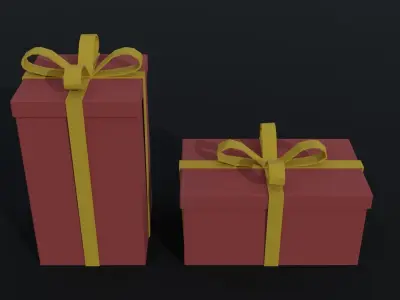 Cartoon Gift Boxes presents Polygonal Style Low-poly 3D model