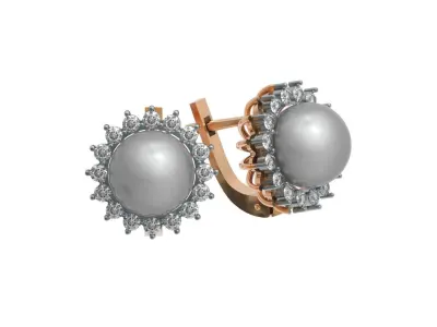 earrings with pearls and stones 37 3D print model