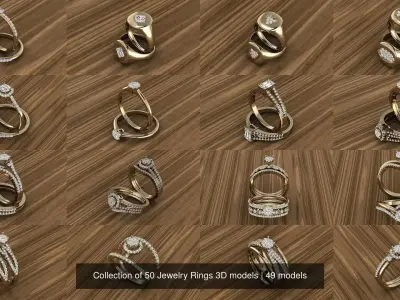 Collection of 50 Jewelry Rings 3D models 3D Model Pack