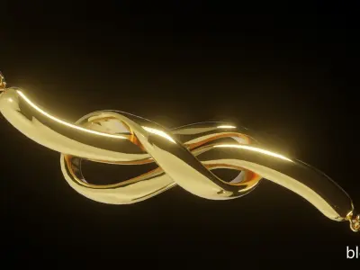 Golden bracelet with Infinity shaped pendant PBR 3D model